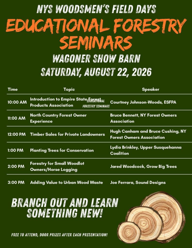 Educational Forestry Seminars Saturday, Aug 22